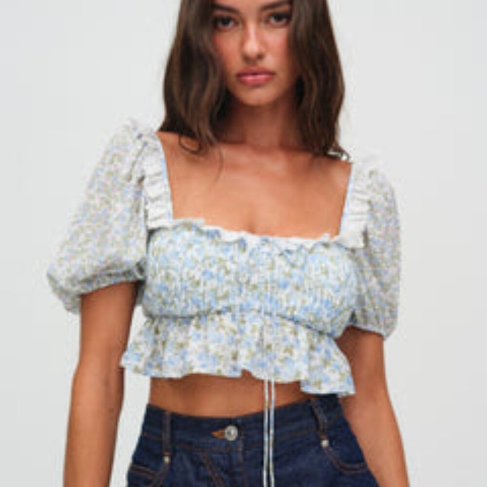 NWT For Love & Lemons Blue Blouse